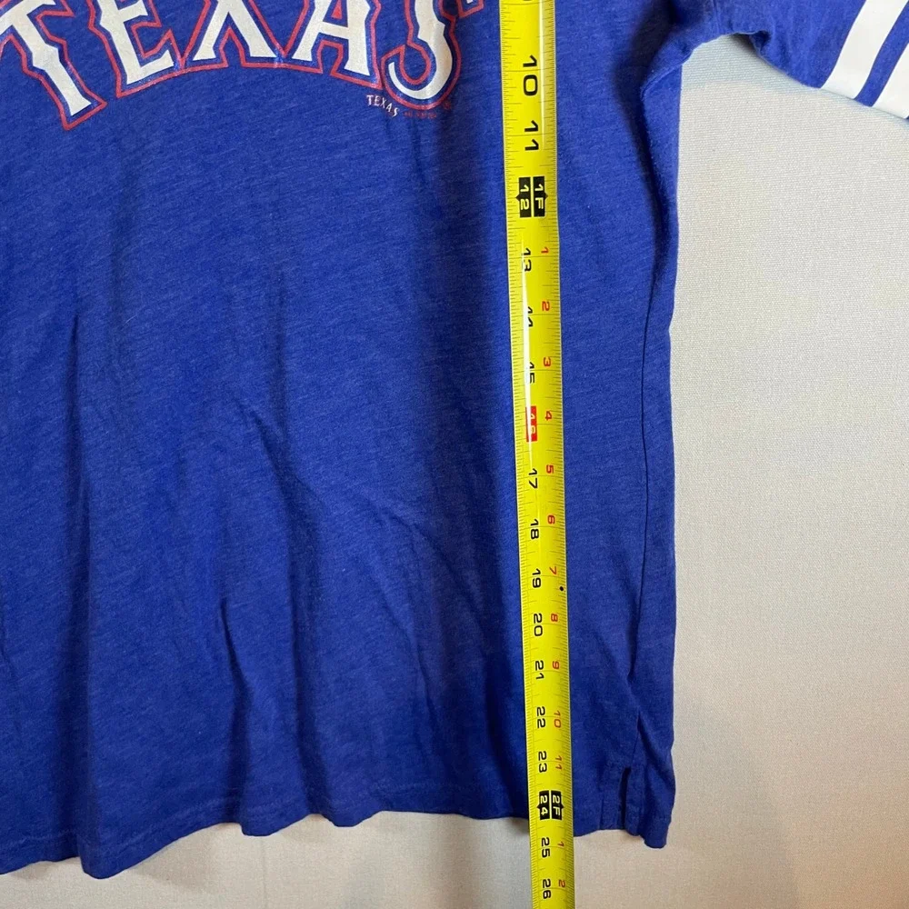 Nike Texas Rangers Women's V-Neck T-Shirt Royal Blue‎ Striped Sleeves - Size L